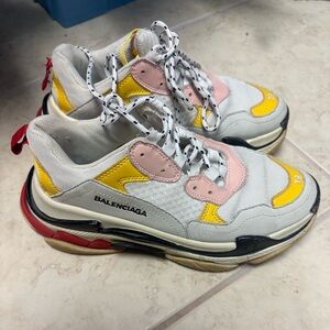 Balenciaga White and Yellow Sneakers